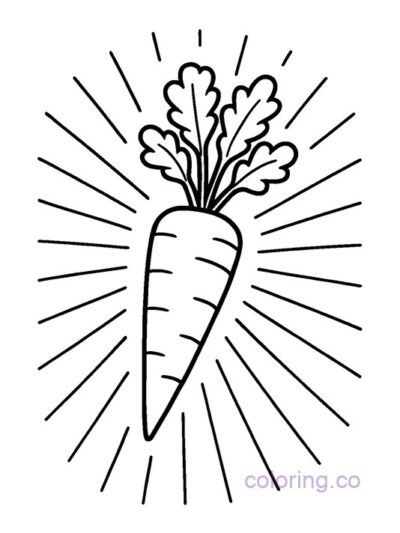 Cute Carrot with Sun Rays Coloring Page
