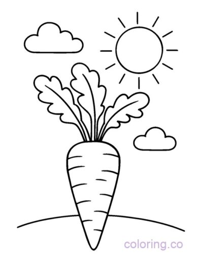 Cute Carrot and Sun Coloring Page