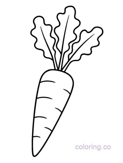 Fun Carrot with Wavy Leaves Coloring Page