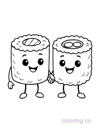 Cute Sushi Coloring Page