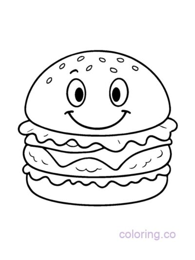 Smiling Cheeseburger Coloring Page