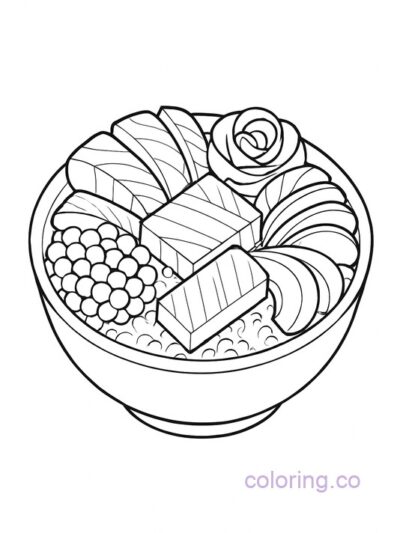 Adorable Chirashi Bowl Coloring Page