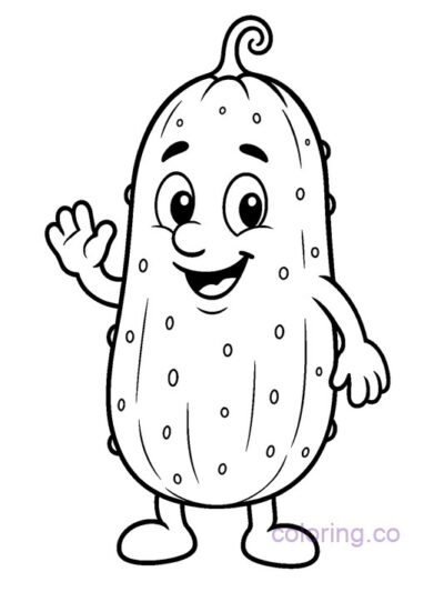 Adorable Chunky Cucumber Coloring Page