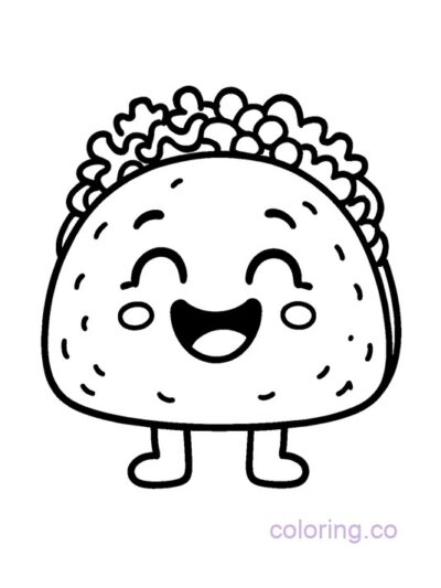 Cute Chunky Taco Character Coloring Page