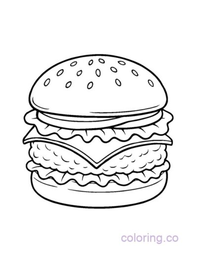 Cute Cheeseburger Coloring Page