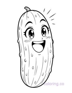 Cute Anime Cucumber Face Coloring Page | Coloring.co