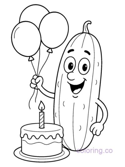 Cucumber Birthday Party Coloring Page