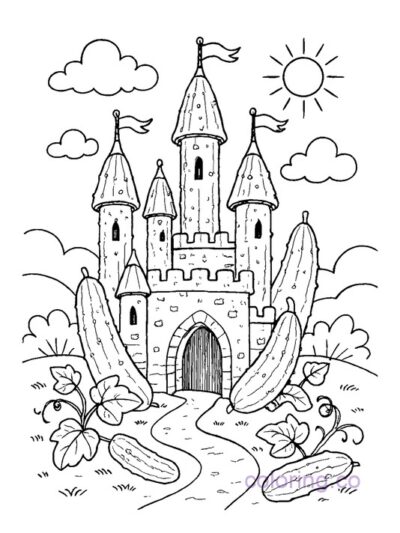 Magical Cucumber Castle Coloring Page