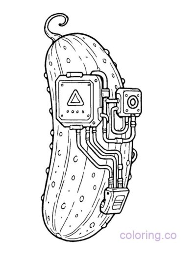 Cyberpunk Cucumber Tech Teens Coloring Page