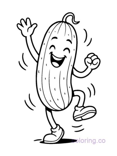Dancing Cucumber Coloring Page