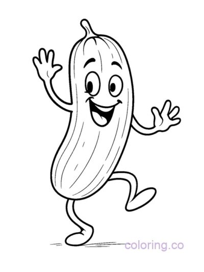 Silly Dancing Cucumber Coloring Page