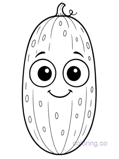 Cute Cucumber Coloring Page