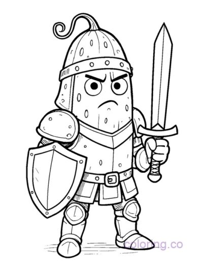 Cucumber Fantasy Warrior Coloring Page
