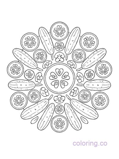 Intricate Cucumber Mandala Coloring Page