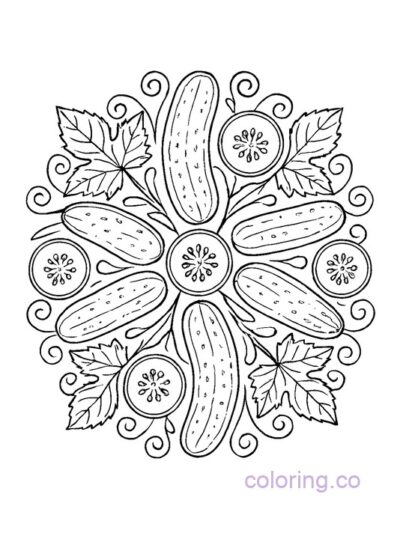 Cucumber Mandala Coloring Page