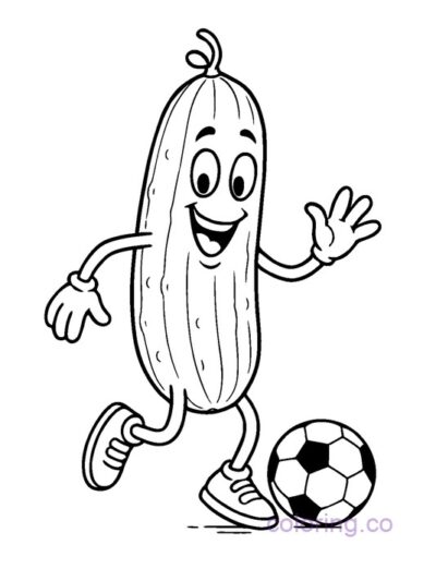 Fun Cucumber Soccer Coloring Page