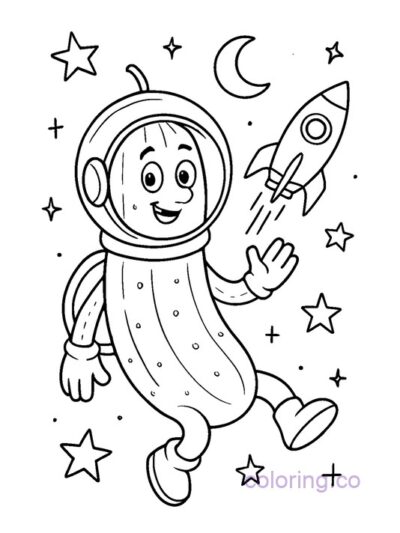 Cucumber Space Explorer Coloring Sheet