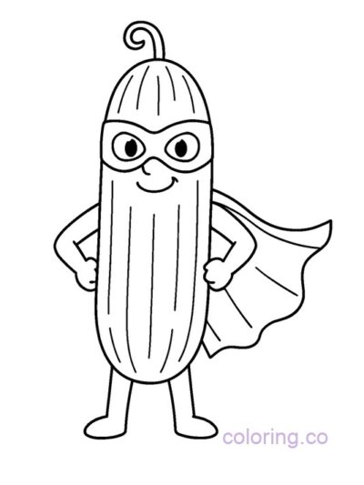 Cucumber Superhero Coloring Page