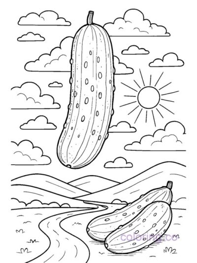 Surreal Cucumber Coloring Page