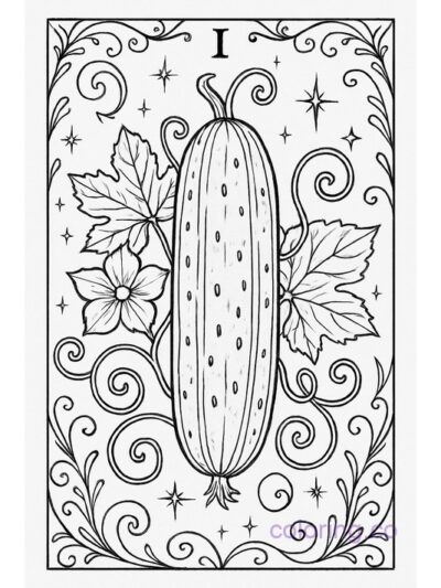 Intricate Cucumber Tarot Coloring Page