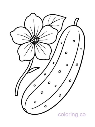 Free Cucumber and Flower Coloring Page