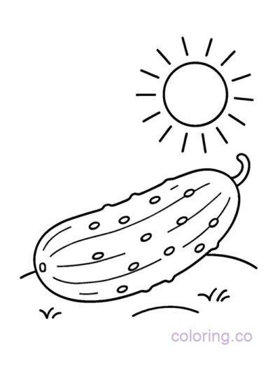Cucumber and Sun Coloring Page