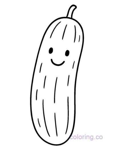 Cute Cucumber with Smiley Face Coloring Page
