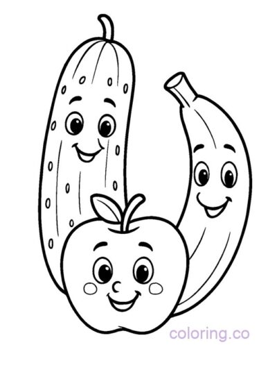 Fun Fruit Friends Coloring Page