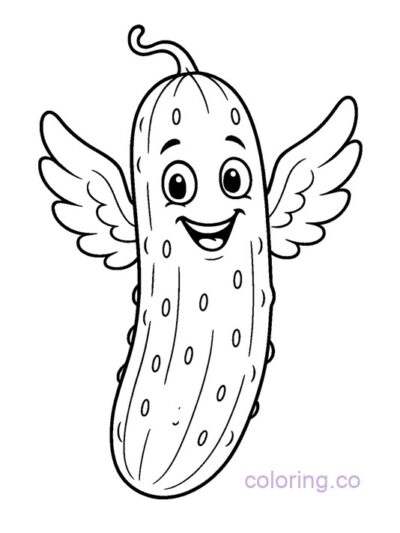 Cucumber with Wings Coloring Page