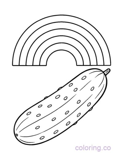 Cucumber and Rainbow Coloring Page