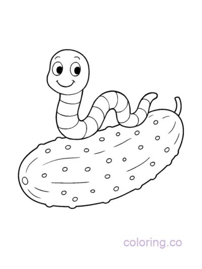 Cucumber and Worm Coloring Page