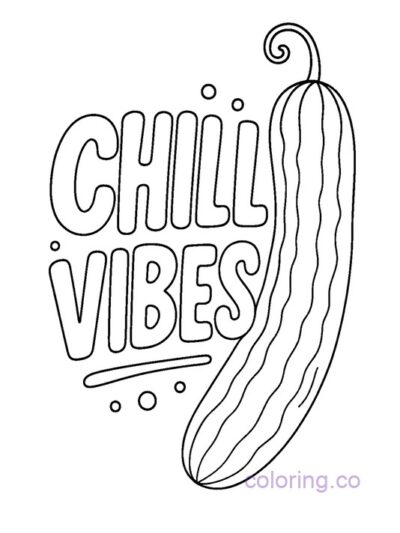 Chill Vibes Cucumber Coloring Page