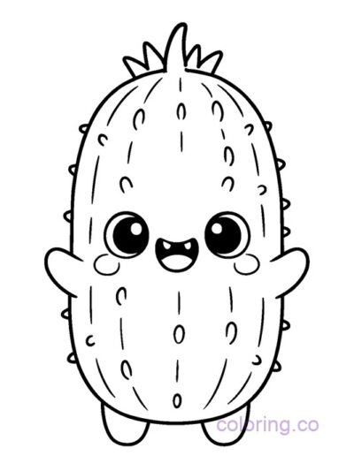 Cute Cucumber Monster Coloring Page