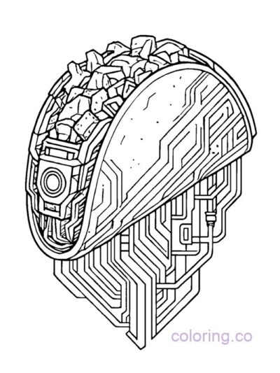 Cyberpunk Taco Coloring Page