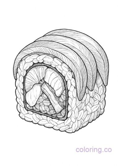 Intricate Rainbow Roll Slice Coloring Page