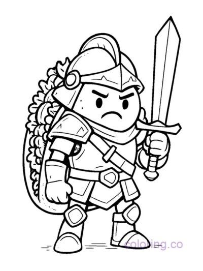 Fantasy Taco Warrior with Sword Coloring Page