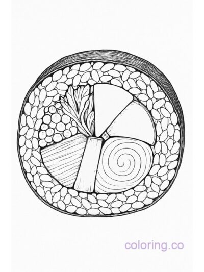 Fun Futomaki Sushi Coloring Page