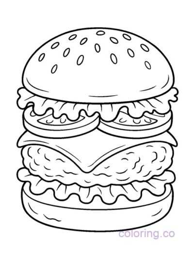 Fun Giant Burger Coloring Page