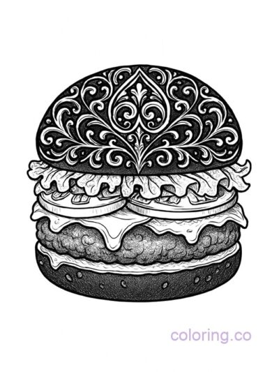 Intricate Gothic Burger Coloring Page