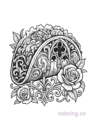Intricate Gothic Taco Coloring Page