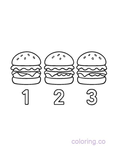 Fun Counting Hamburger Coloring Page