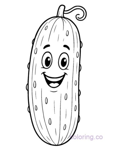 Happy Cucumber Coloring Page