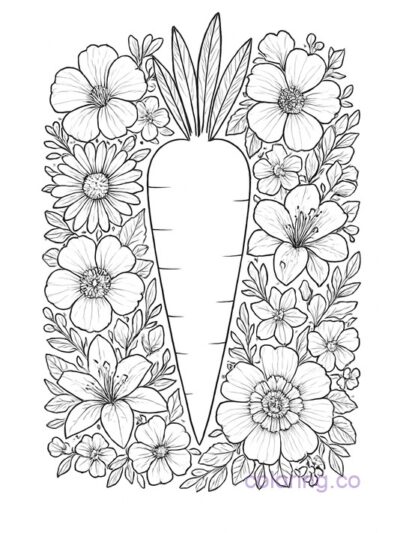 Intricate Floral Carrot Coloring Page