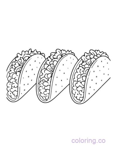 Cute Taco Trio Coloring Page