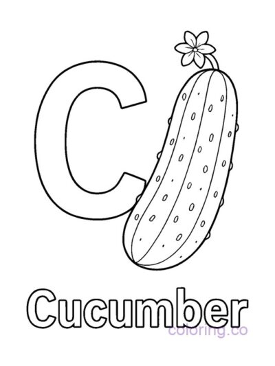 Letter C for Cucumber Coloring Page