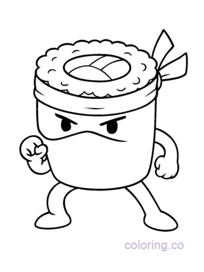 Ninja Sushi Coloring Page