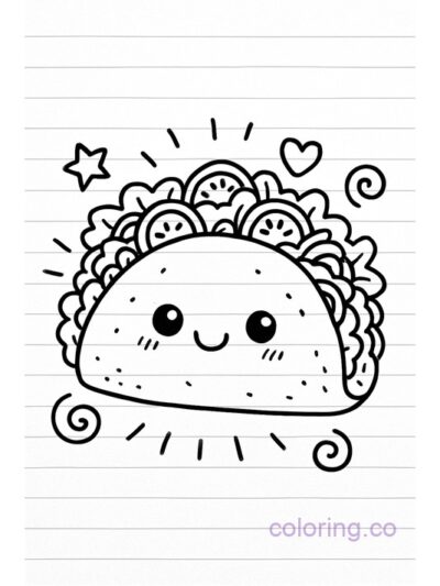 Cute Taco Coloring Page