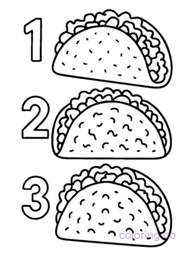 Fun Trio of Tacos Coloring Page