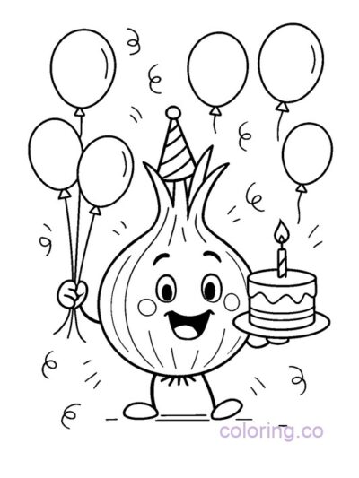 Fun Onion Birthday Party Coloring Page