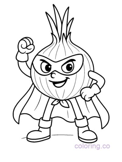 Onion Superhero Coloring Page